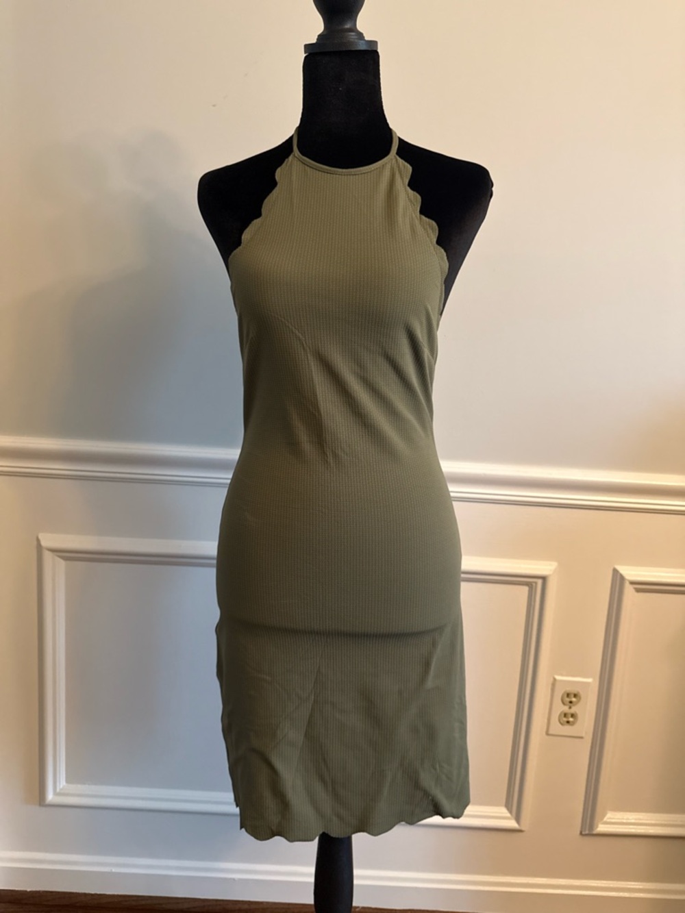 NWOT Marysia Swim Olive Halter Ribbed Coverup Dress Sz S